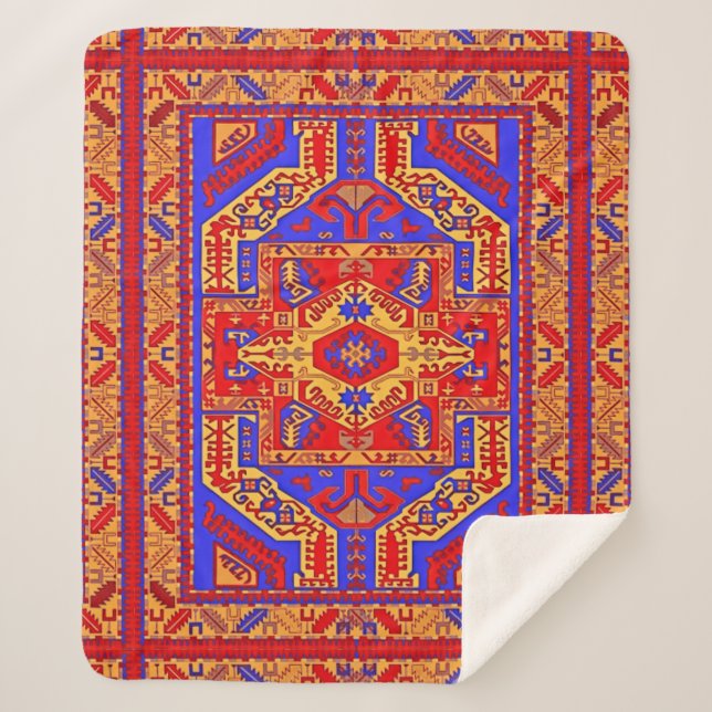 Armenian Folk Art Sherpa Blanket (Front)