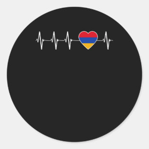 Armenian Heartbeat I Love Armenia Flag Heart Pride Classic Round Sticker