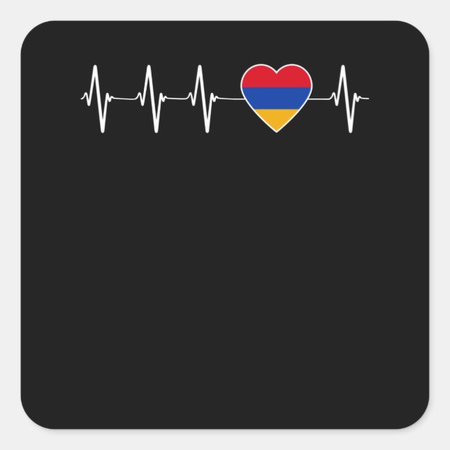 Armenian Heartbeat I Love Armenia Flag Heart Pride Square Sticker (Front)