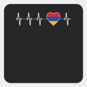 Armenian Heartbeat I Love Armenia Flag Heart Pride Square Sticker