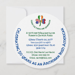 Armenian Irish American Flag Shamrock Birthday  Invitation