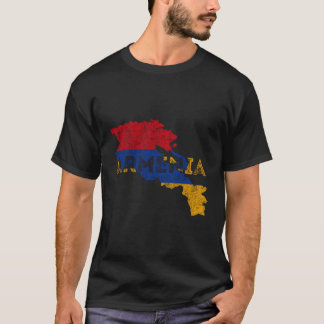 Armenian Map And Flag Souvenir Distressed Armenia T-Shirt