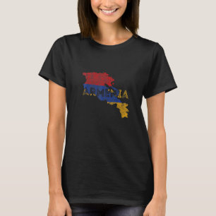 Armenian Map and Flag Souvenir  Distressed Armenia T-Shirt