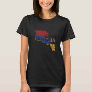 Armenian Map and Flag Souvenir Distressed Armenia T-Shirt