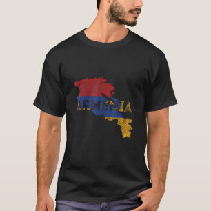 Armenian Map and Flag Souvenir Distressed Armenia T-Shirt