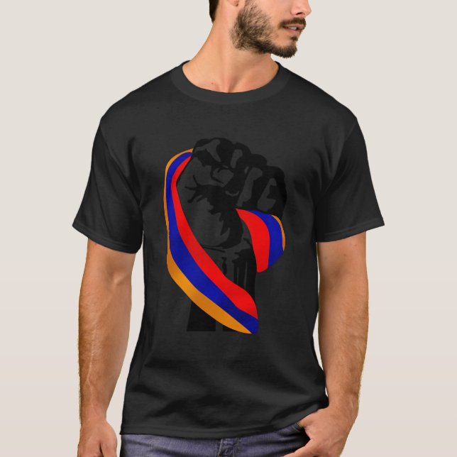 Armenian Pride Flag Fist Resist T-Shirt (Front)