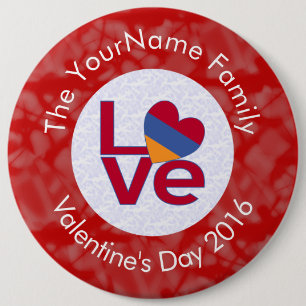 Armenian Red Letters LOVE Flag Personalised 6 Cm Round Badge
