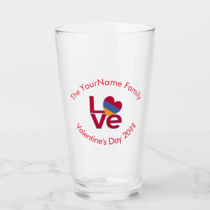 Armenian Red Letters LOVE Flag Personalised Glass