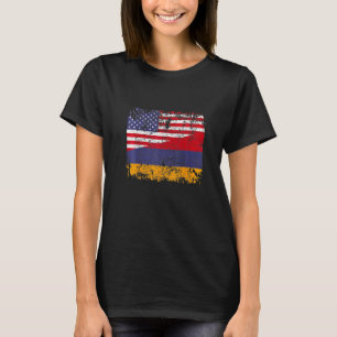 ARMENIAN ROOTS Half American Flag USA ARMENIA FLAG T-Shirt