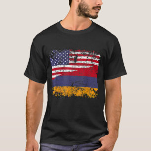 ARMENIAN ROOTS Half American Flag USA ARMENIA FLAG T-Shirt