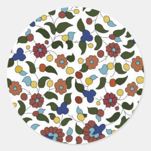 Armenian small print floral pattern classic round sticker