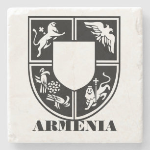Armenian State Emblem Contemporary Art Stone Coaster