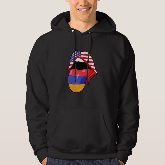 Armenian USA Pride Lips Flag Pride Armenia America Hoodie (Front)