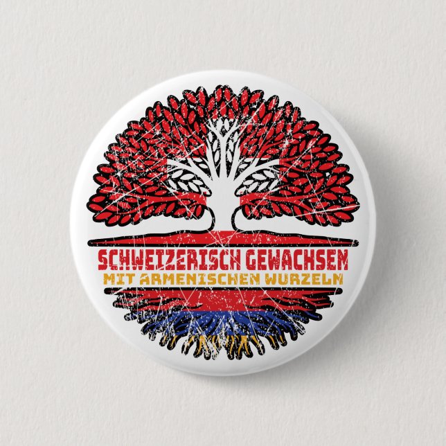Armenien Armenisch Schweizer Schweiz Baum Wurzel 6 Cm Round Badge (Front)