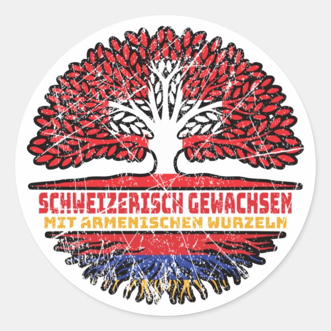 Armenien Armenisch Schweizer Schweiz Baum Wurzel Classic Round Sticker (Front)
