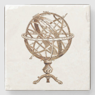 Armillary Celestial Sphere Vintage Sepia Stone Coaster