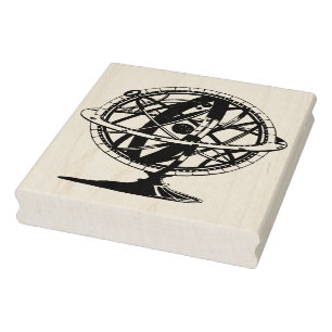 Armillary Sphere Silhouette Vintage Rubber Stamp