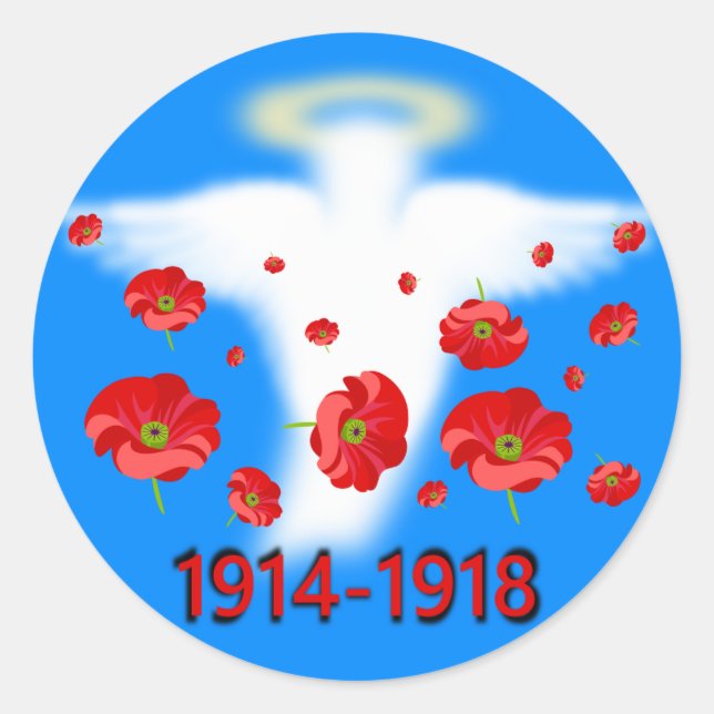 Armistice commemorative classic round sticker (Front)