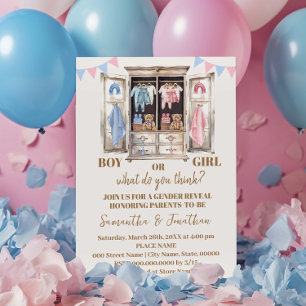 Armoire Closet Gender Reveal Boy or Girl Reveal Invitation