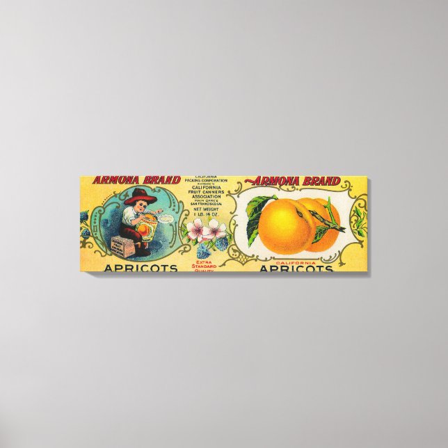 Armona Apricot Label Canvas Print (Front)