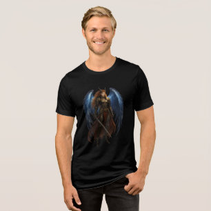 Armored Angelic Warrior Illustration Tri-Blend Shirt