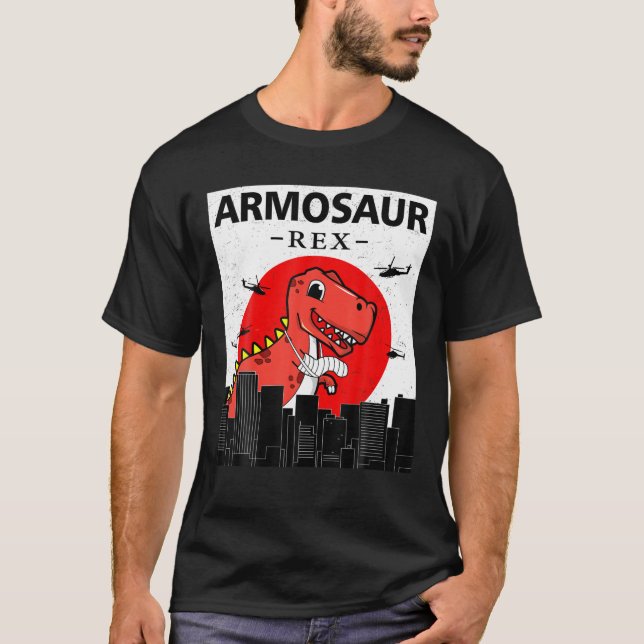 Armosaur Rex Dinosaur Funny Get Well Broken Arm Fo T-Shirt (Front)
