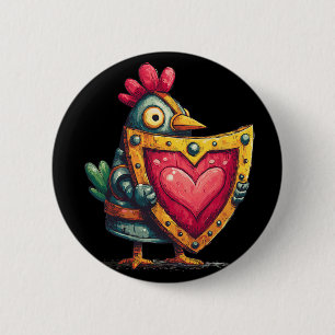 Armour Bird Paladin With Heart Shield Love Protect 6 Cm Round Badge