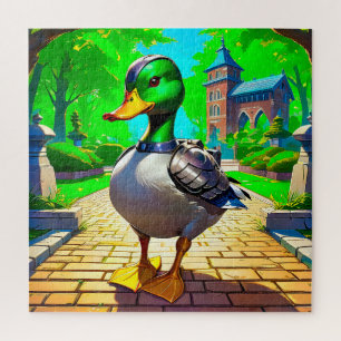 Armour-Clad Duck in a Lush Park Jigsaw Puzzle