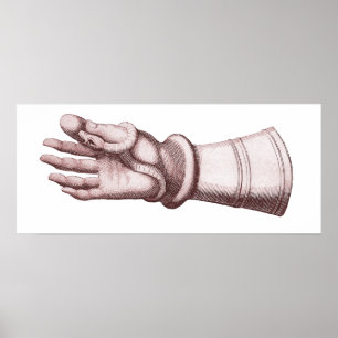 Armour Gauntlet Holding a Snake Unique Old Image Poster