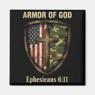Armour God Camouflage Cross Religious Faith Magnet