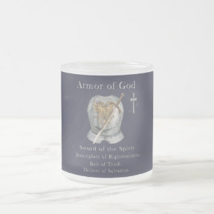 Armour of God Frosted Glass Coffee Mug