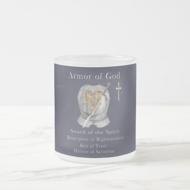 Armour of God Frosted Glass Coffee Mug (Center)