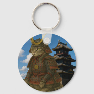 Armoured Cat Warrior Illustration Key Ring