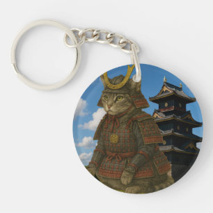 Armoured Cat Warrior Illustration Key Ring