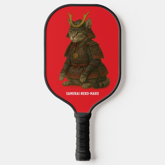 Armoured Cat Warrior Illustration Pickleball Paddle (Front)