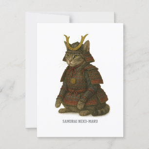 Armoured Cat Warrior Illustration Postcard
