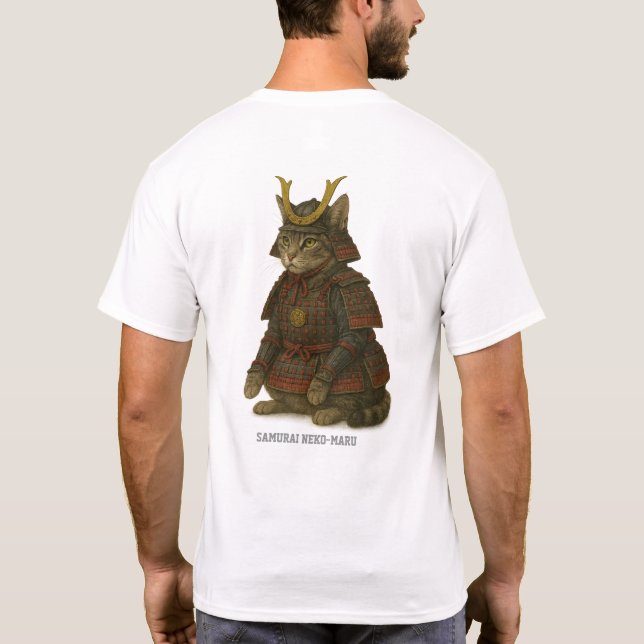 Armoured Cat Warrior Illustration T-Shirt (Back)