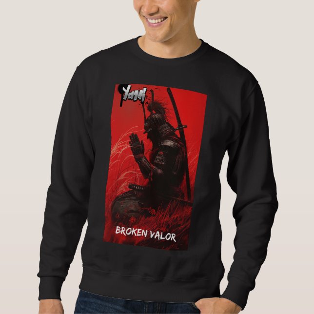 Armoured Dragonborn Samurai Prayer - Dark Warrior Sweatshirt (Front)
