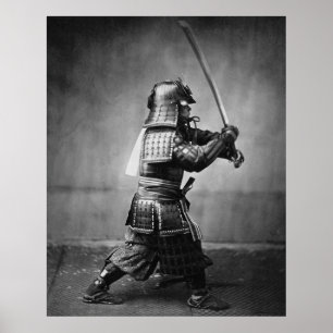 Armoured Samurai with Sword and Dagger in 1860 Poster