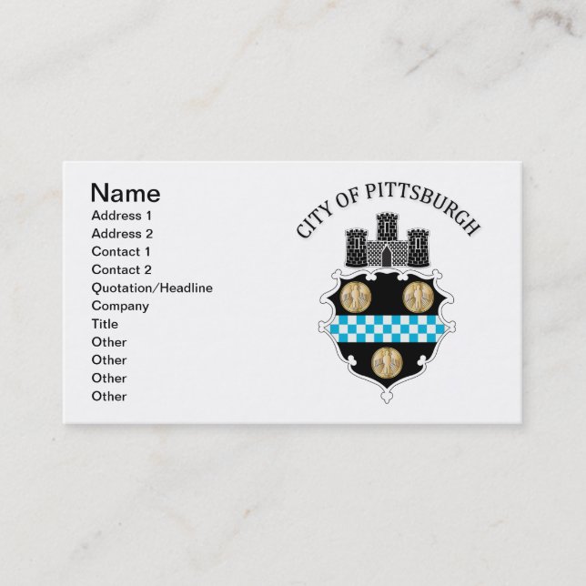 Arms of the city of Pittsburgh Business Card (Front)