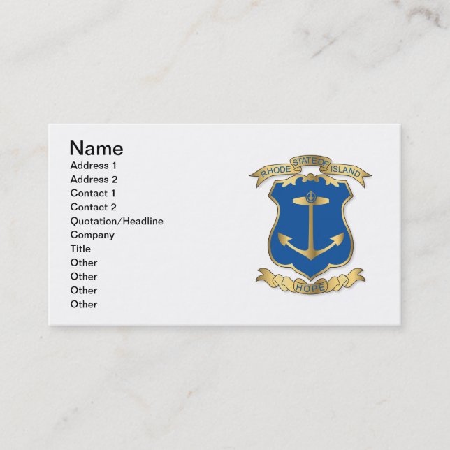 Arms of the state of Rhode Island Business Card (Front)