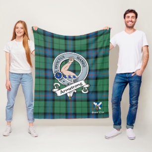 Armstrong Ancient Clan Badge Scot Tartan Plaid Fleece Blanket