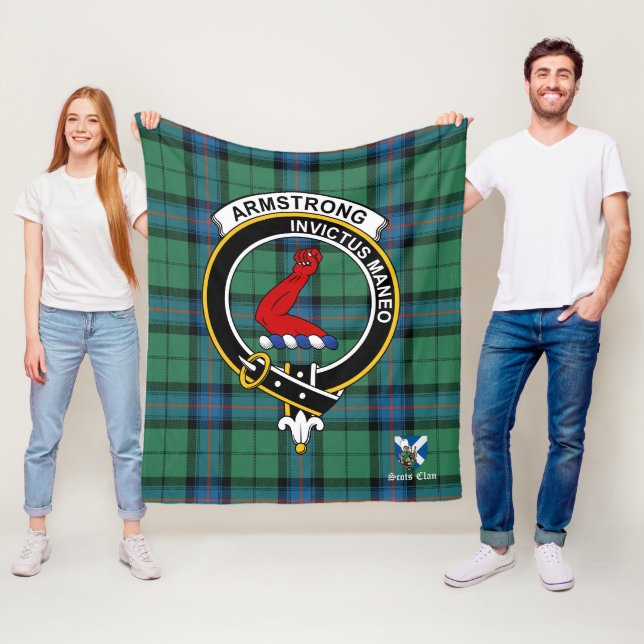 Armstrong Ancient Clan Badge Tartan Plaid Fleece Blanket (In Situ)