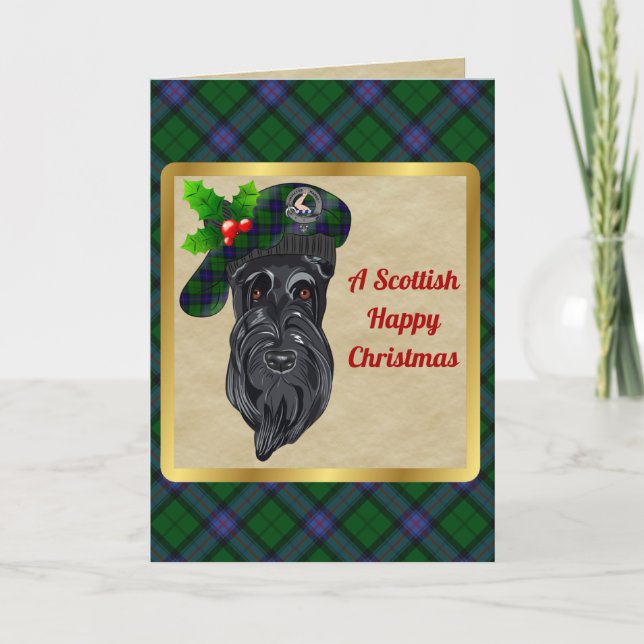 Armstrong Badge & Tartan Personalised Xmas Card (Front)