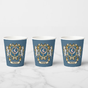 Armstrong Clan Badge Blue Personalised Paper Cups