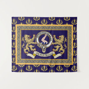 Armstrong Clan Badge Personalised Blue Tapestry
