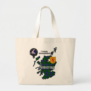 Armstrong Clan Badge  & Tartan Map of Scotland  Large Tote Bag