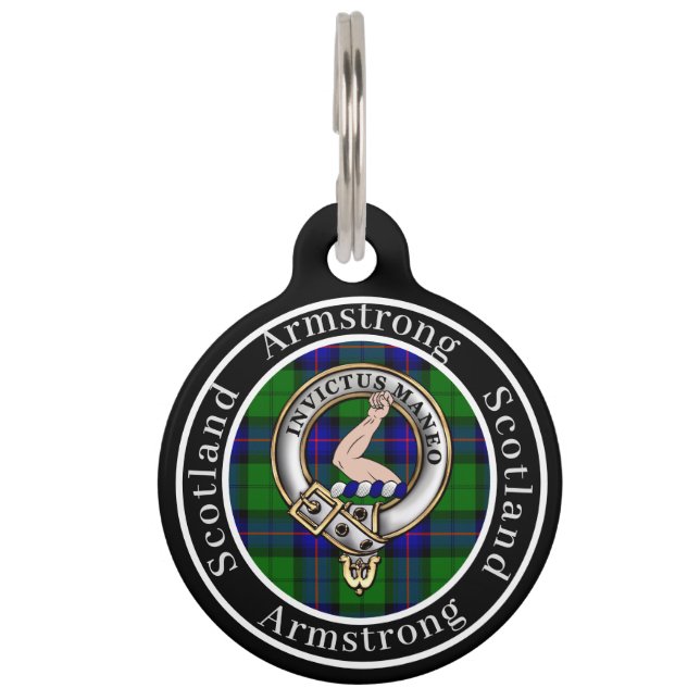 Armstrong Clan Badge & Tartan Personalised People Pet Tag (Front)