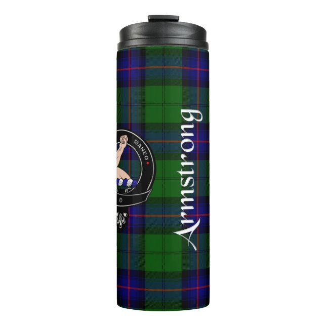 Armstrong Clan Badge & Tartan  Thermal Tumbler (Front)