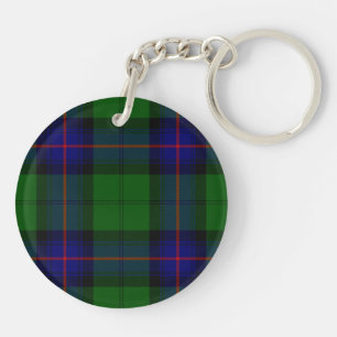 Armstrong clan tartan blue green plaid key ring